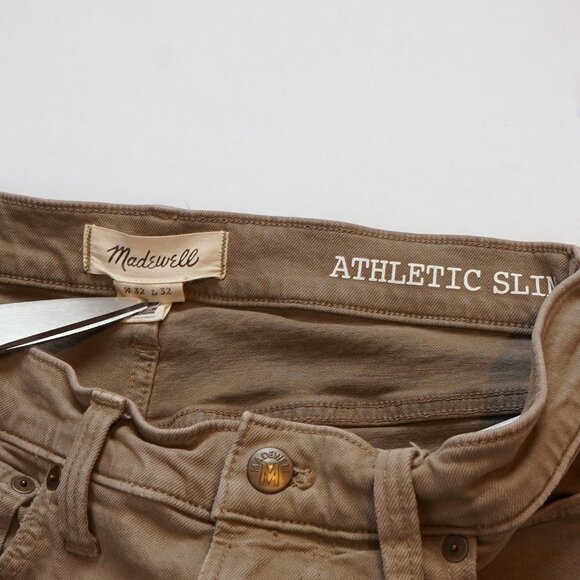 Madewell Athletic Slim Jeans Olive Green Khaki - 32 x 32 - Picture 3 of 6